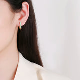 S925 Silver Rhinestone Wheat Hoop Earrings High-end Jewelry Gift