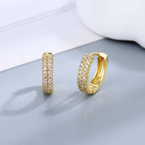 925 Sterling Silver Zircon Hoop Earrings Noble Jewelry Gift Women