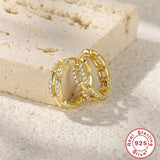 S925 Hip-hop Hoop Earring with Zircon for Women