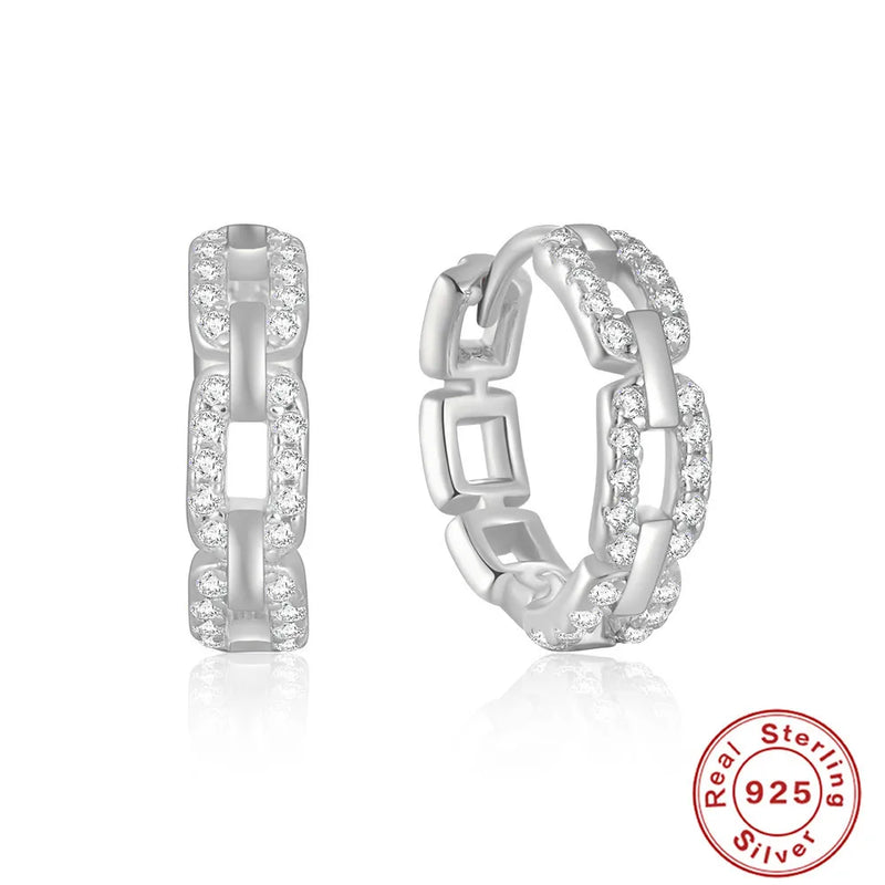 S925 Hip-hop Hoop Earring with Zircon for Women