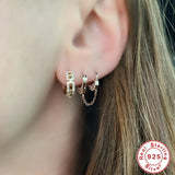 S925 Hip-hop Hoop Earring with Zircon for Women