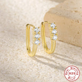 S925 Oval Zircon Earring Square Ear Buckle
