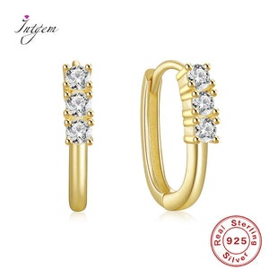 S925 Oval Zircon Earring Square Ear Buckle