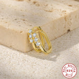 S925 Oval Zircon Earring Square Ear Buckle