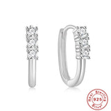 S925 Oval Zircon Earring Square Ear Buckle