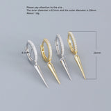 S925 Silver Zircon Triangle Tassel Ear Bone Ear Buckle Geometric Earring