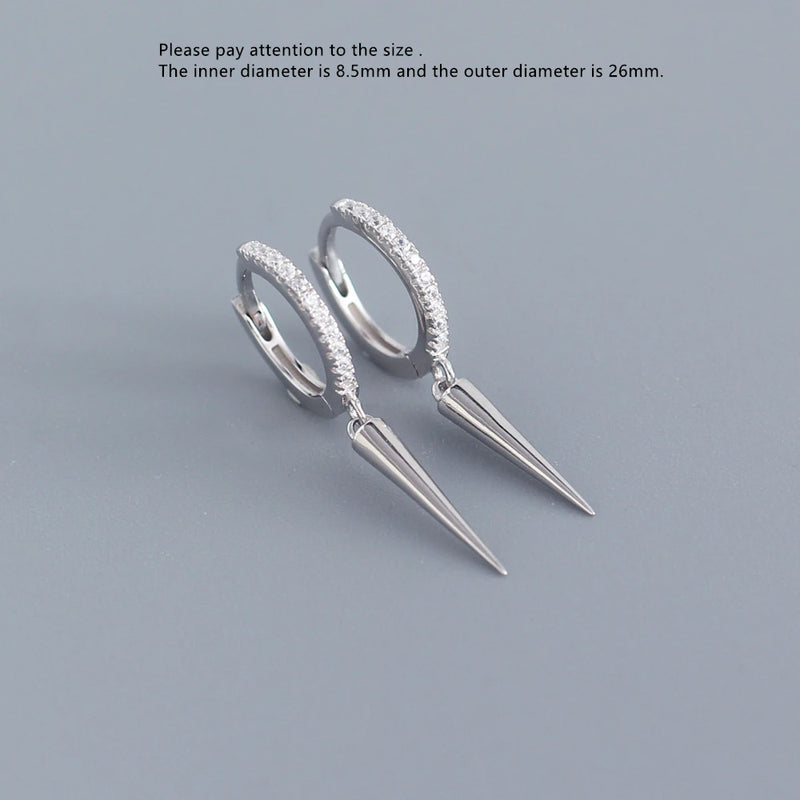 S925 Silver Zircon Triangle Tassel Ear Bone Ear Buckle Geometric Earring