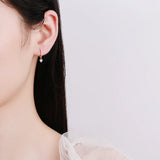 S925 Silver Pink Circle Zircon Hoop Earrings Wedding Jewelry