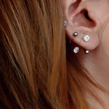 S925 Sterling Silver Zircon Half Circle Hook Earring