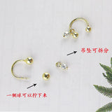 S925 Sterling Silver Zircon Half Circle Hook Earring