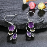S925 Silver Amethyst Drop Earrings - Wedding Fine Jewelry