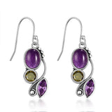 S925 Silver Amethyst Drop Earrings - Wedding Fine Jewelry