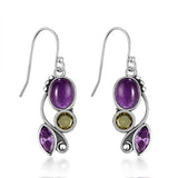 S925 Silver Amethyst Drop Earrings - Wedding Fine Jewelry