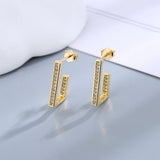Sterling Silver Zircon Hoop Earrings