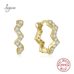 Wave Hoop Earring Zircon Single-row S925 Sterling Silver for Women