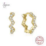 Wave Hoop Earring Zircon Single-row S925 Sterling Silver for Women