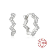 Wave Hoop Earring Zircon Single-row S925 Sterling Silver for Women