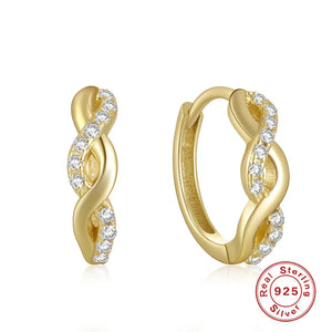 S925 Zircon Hoop Earrings Cross Women Fine Jewelry