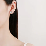 Sterling Silver Butterfly Zircon Stud Earrings for Women Wedding