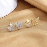 Sterling Silver Butterfly Zircon Stud Earrings for Women Wedding