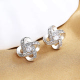S925 Sterling Silver Four Leaf Clover Zircon Stud Earrings