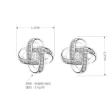 S925 Sterling Silver Four Leaf Clover Zircon Stud Earrings