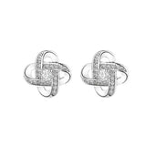 S925 Sterling Silver Four Leaf Clover Zircon Stud Earrings