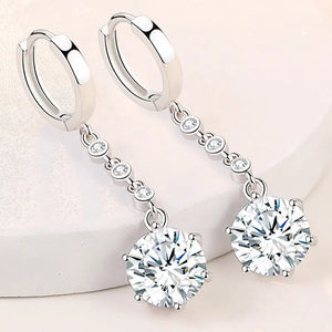 S925 Silver Earrings 45MM Zircon Tassel Earrings Christmas Jewelry