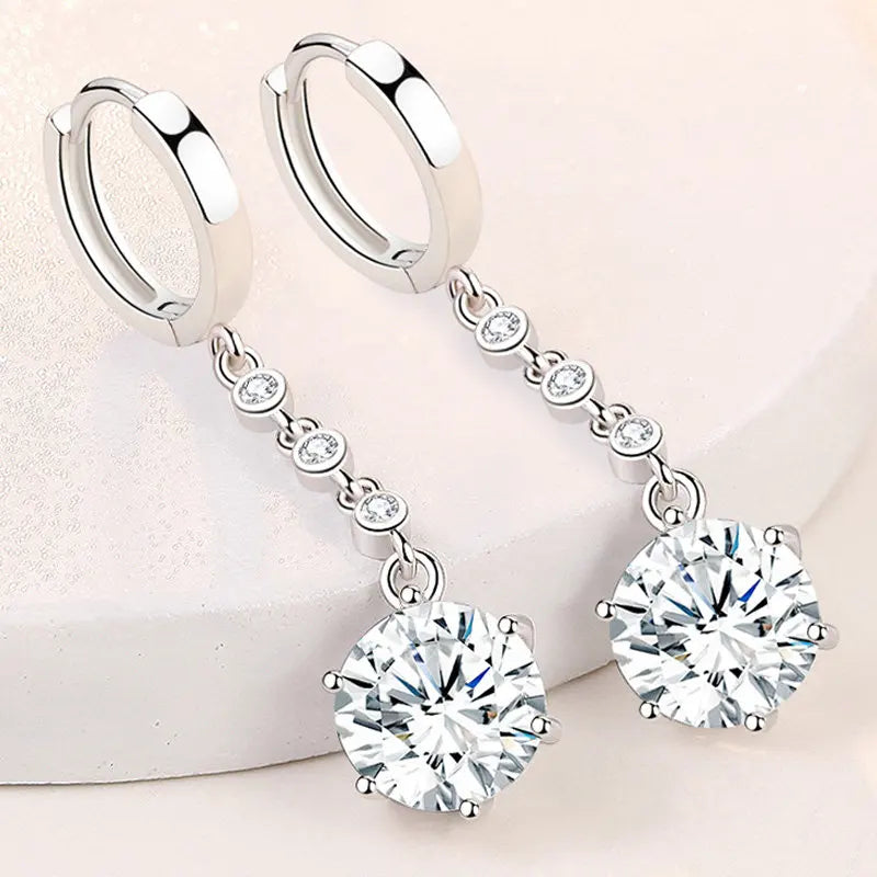 S925 Silver Earrings 45MM Zircon Tassel Earrings Christmas Jewelry