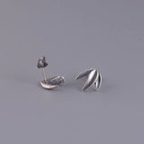 S925 Sterling Silver Bamboo Leaves Style Stud Earrings