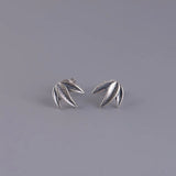 S925 Sterling Silver Bamboo Leaves Style Stud Earrings