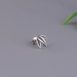 S925 Sterling Silver Bamboo Leaves Style Stud Earrings