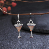 S925 Redwine Cup Zircon Drop Earrings for Women