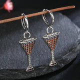 S925 Redwine Cup Zircon Drop Earrings for Women