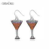 S925 Redwine Cup Zircon Drop Earrings for Women