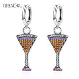 S925 Redwine Cup Zircon Drop Earrings for Women