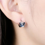 925 Silver Earrings Butterfly Crystal Clip European Style Jewelry