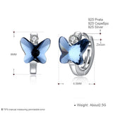 925 Silver Earrings Butterfly Crystal Clip European Style Jewelry