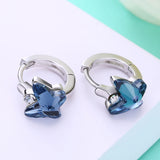 925 Silver Earrings Butterfly Crystal Clip European Style Jewelry