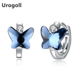 925 Silver Earrings Butterfly Crystal Clip European Style Jewelry