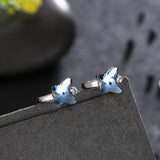 925 Silver Earrings Butterfly Crystal Clip European Style Jewelry