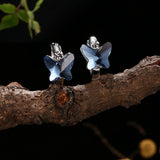 925 Silver Earrings Butterfly Crystal Clip European Style Jewelry