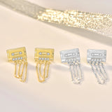 Sterling Silver Tassel Earrings Platinum Finish