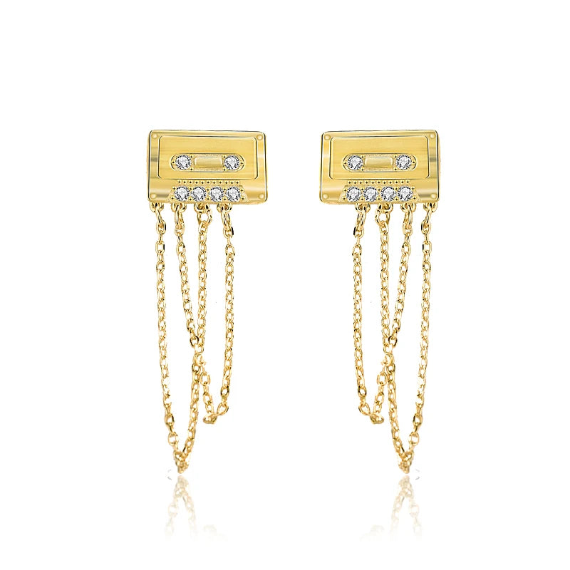 Sterling Silver Tassel Earrings Platinum Finish