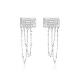 Sterling Silver Tassel Earrings Platinum Finish