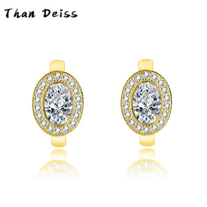 925 Sterling Silver Oval Diamond Earrings