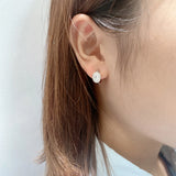 925 Sterling Silver Oval Diamond Earrings