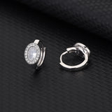 925 Sterling Silver Oval Diamond Earrings