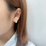 925 Sterling Silver Oval Diamond Earrings