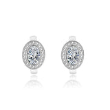 925 Sterling Silver Oval Diamond Earrings